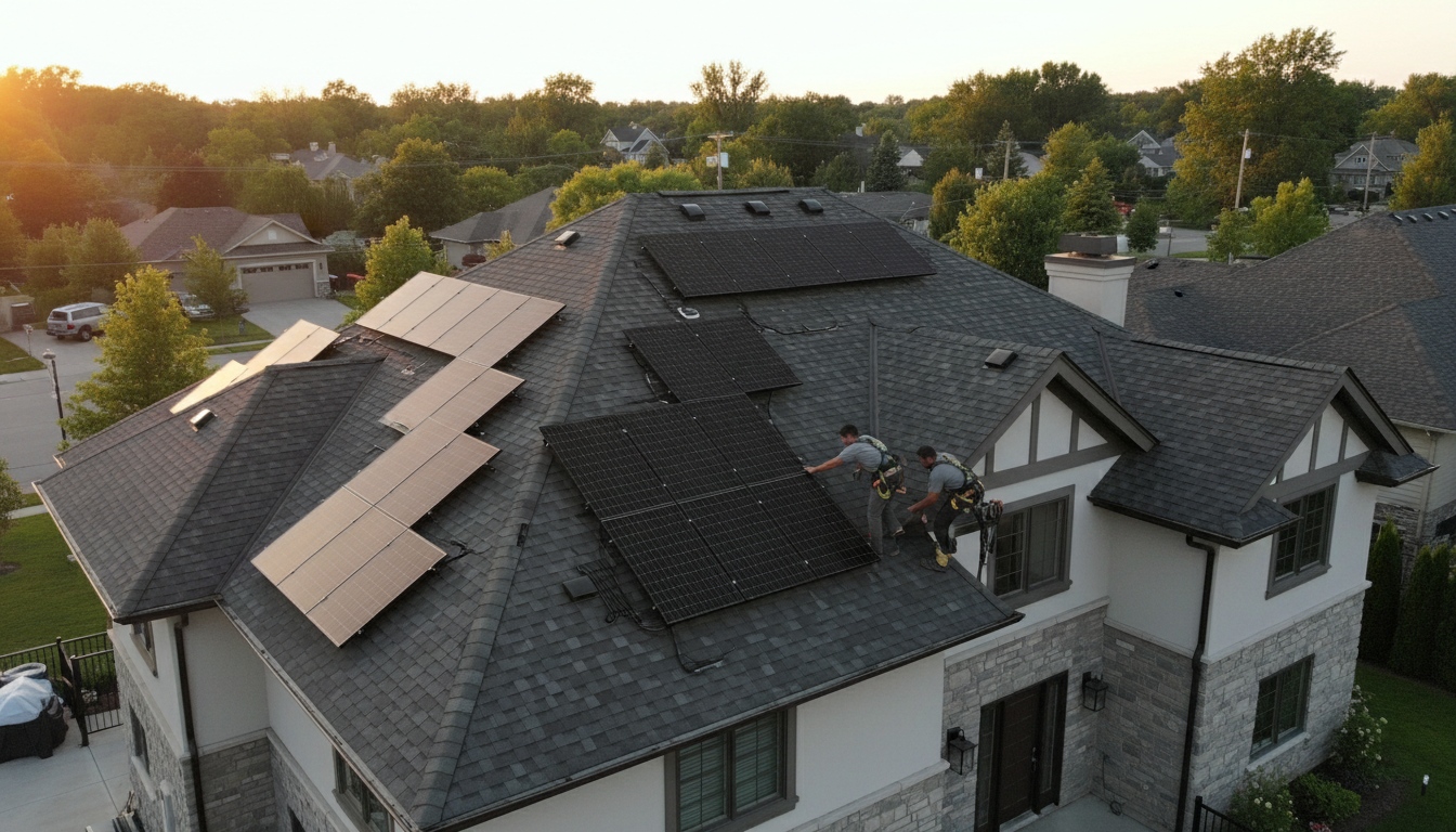 Residential rooftop PV module installation showing how roof layout obstacles module size and installation access affect solar panel selection